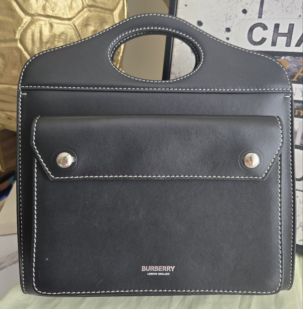 Burberry Pocket Mini Topstitched Bag With Strap EUC - Picture 4 of 16